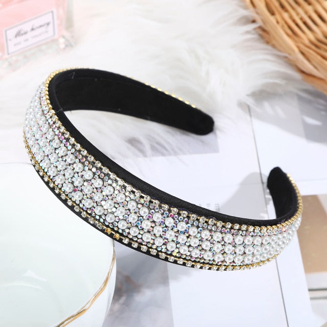 Crystal Headbands Fashion Hair Hoop Bands Bezel Luxurious Rhinestones Sponge - KiwisLove