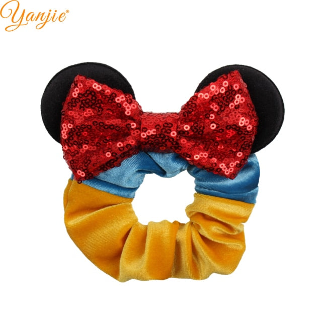 2021 New  Pretty Mouse Ears Sequins Hair Bow Women Velvet Scrunchies - KiwisLove