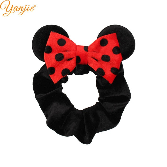 2021 New  Pretty Mouse Ears Sequins Hair Bow Women Velvet Scrunchies - KiwisLove