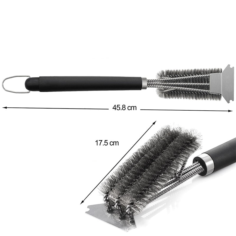 BBQ Grill Cleaning Brush Stainless Steel Kitchen Accessories Bristles Cleaning  Gadget - KiwisLove