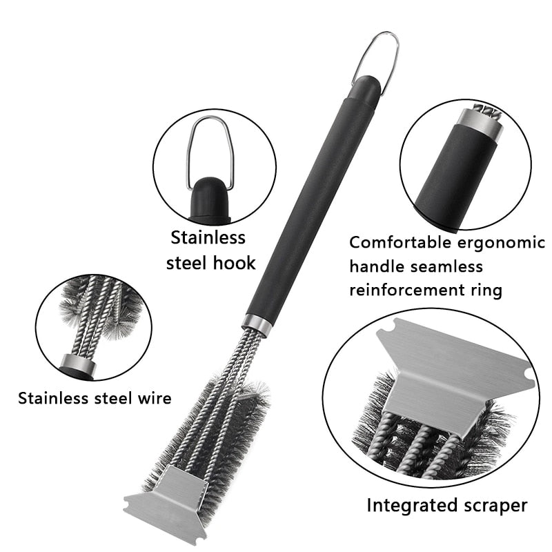 BBQ Grill Cleaning Brush Stainless Steel Kitchen Accessories Bristles Cleaning  Gadget - KiwisLove