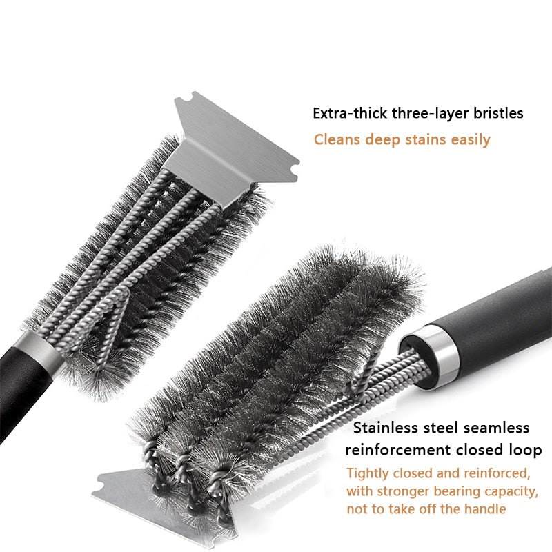 BBQ Grill Cleaning Brush Stainless Steel Kitchen Accessories Bristles Cleaning  Gadget - KiwisLove