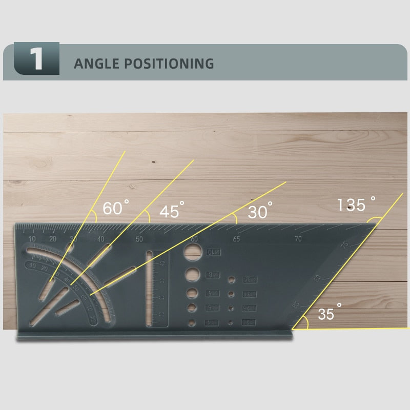 Angle Ruler 3D Mitre Gauge Square Size Marking Angle Measuring - KiwisLove