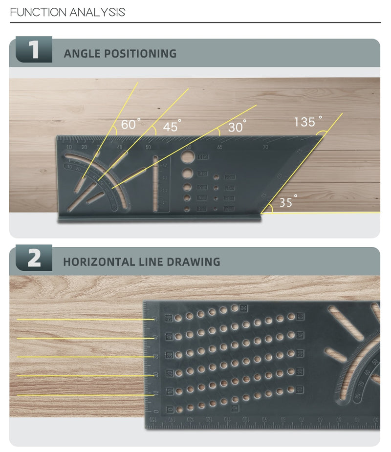 Angle Ruler 3D Mitre Gauge Square Size Marking Angle Measuring - KiwisLove