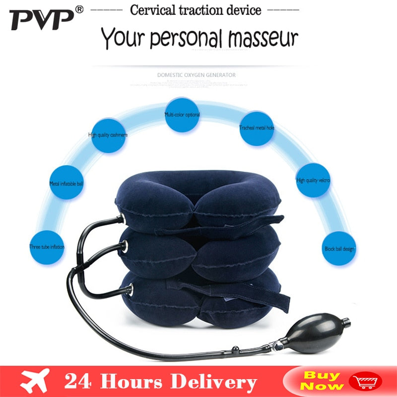 Inflatable Air Cervical Neck Traction Soft Neck Collar Pillow Pain Stress Relief Neck Stretcher - KiwisLove