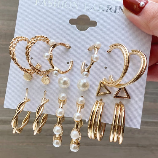 17KM Gold Metal Earrings Set For Women Geometric  2021 Trend Set - KiwisLove