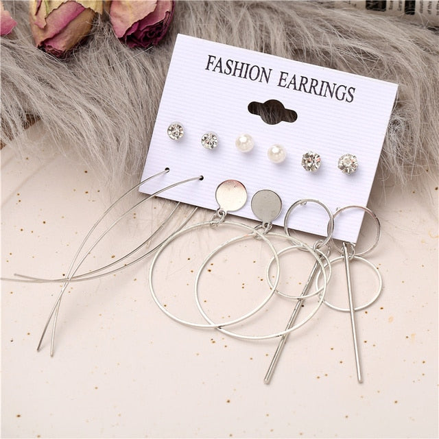17KM Gold Metal Earrings Set For Women Geometric  2021 Trend Set - KiwisLove