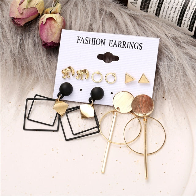 17KM Gold Metal Earrings Set For Women Geometric  2021 Trend Set - KiwisLove
