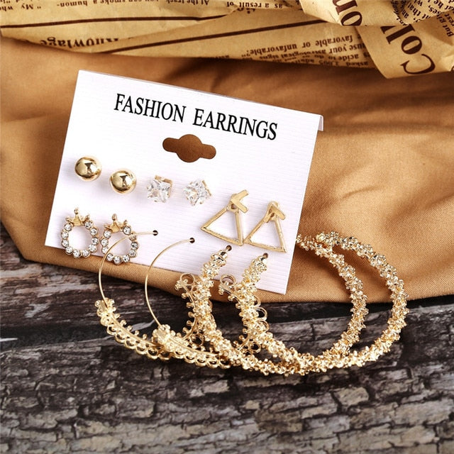 17KM Gold Metal Earrings Set For Women Geometric  2021 Trend Set - KiwisLove