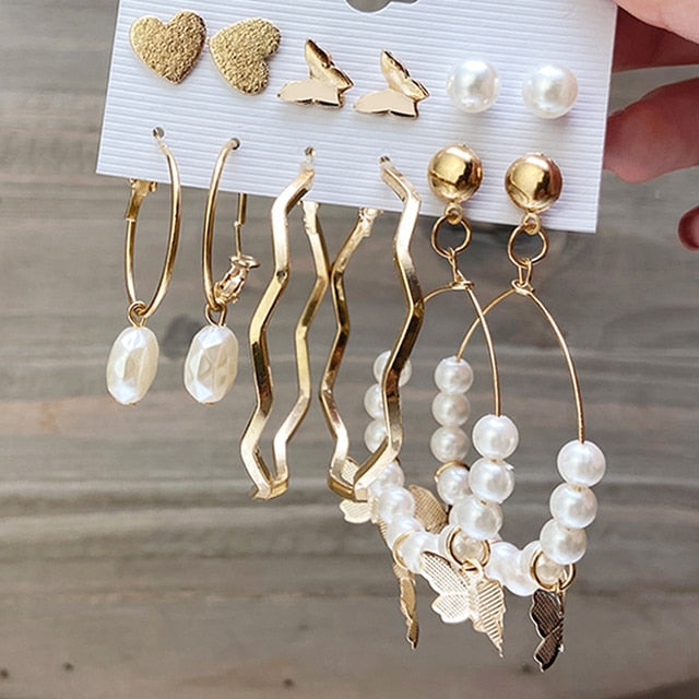 17KM Gold Metal Earrings Set For Women Geometric  2021 Trend Set - KiwisLove