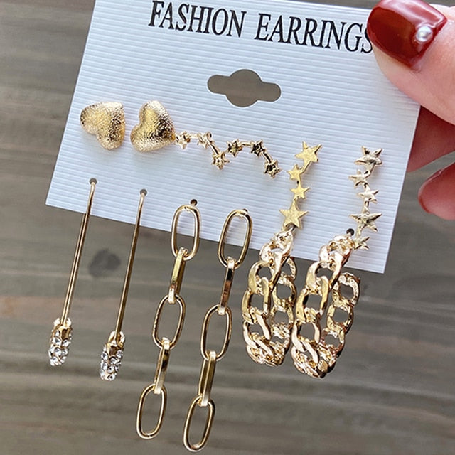 17KM Gold Metal Earrings Set For Women Geometric  2021 Trend Set - KiwisLove