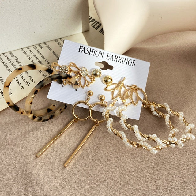 17KM Gold Metal Earrings Set For Women Geometric  2021 Trend Set - KiwisLove