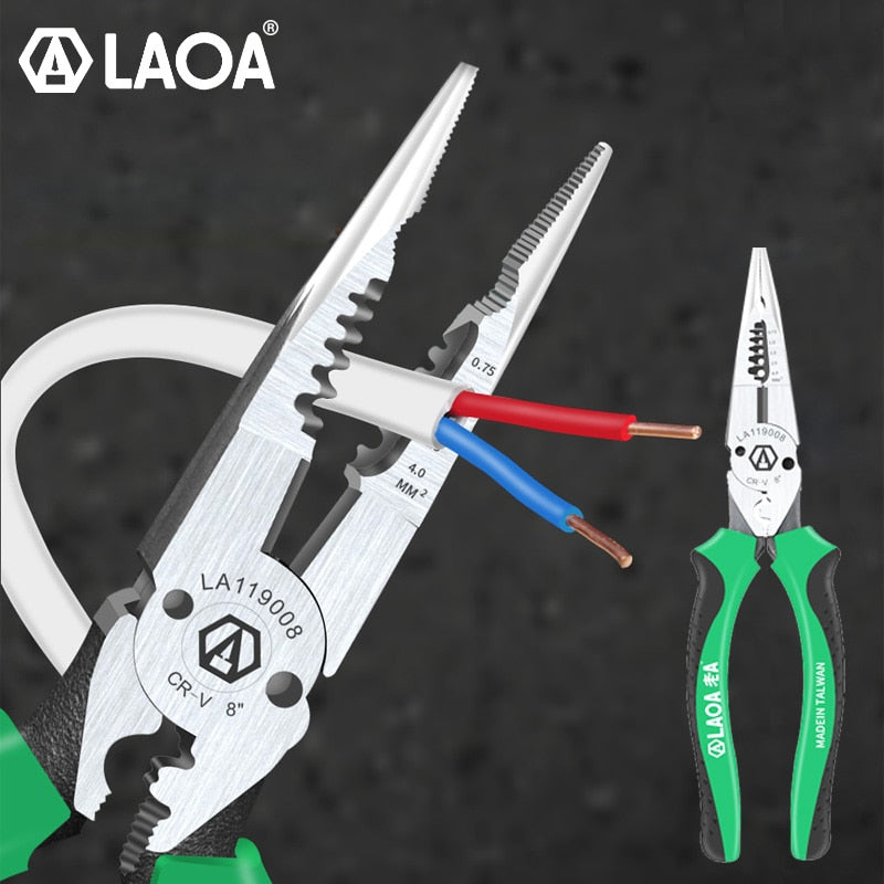 LAOA 8inch Needle Nose Pliers Wire Cutter Wire Stripper Crimping Electirc - KiwisLove