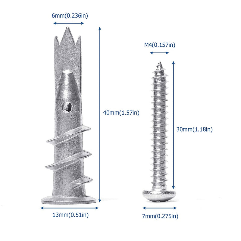 Plasterboard Drywall Anchor Self-drilling Wall Plug with M4.2 Tapping Screw - KiwisLove