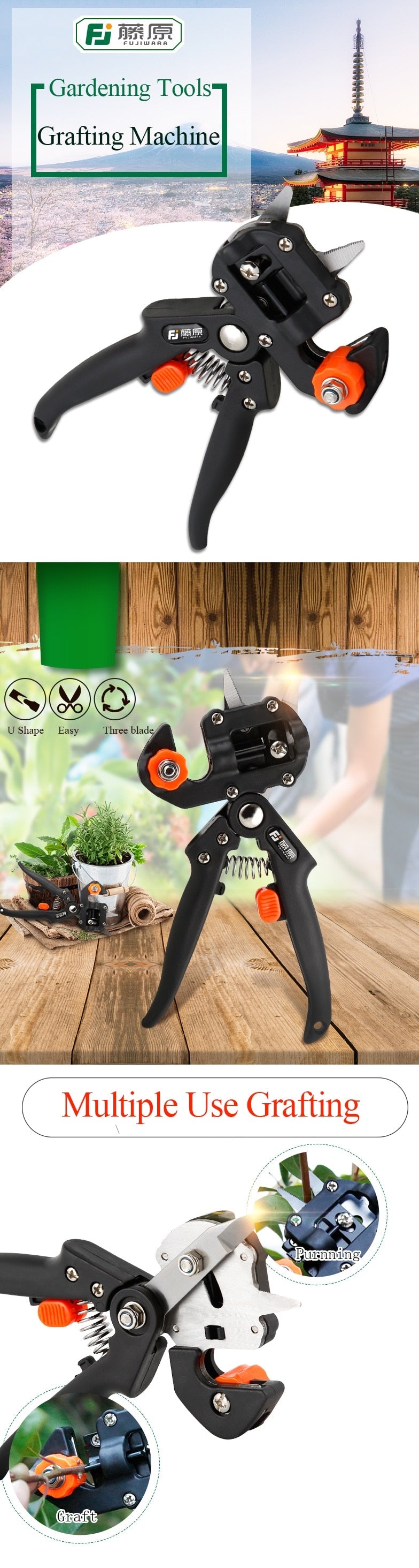 FUJIWARA Grafting Shears Scissor Fruit Tree Vaccination Multi-function Bud Cutter Gardening Tools - KiwisLove