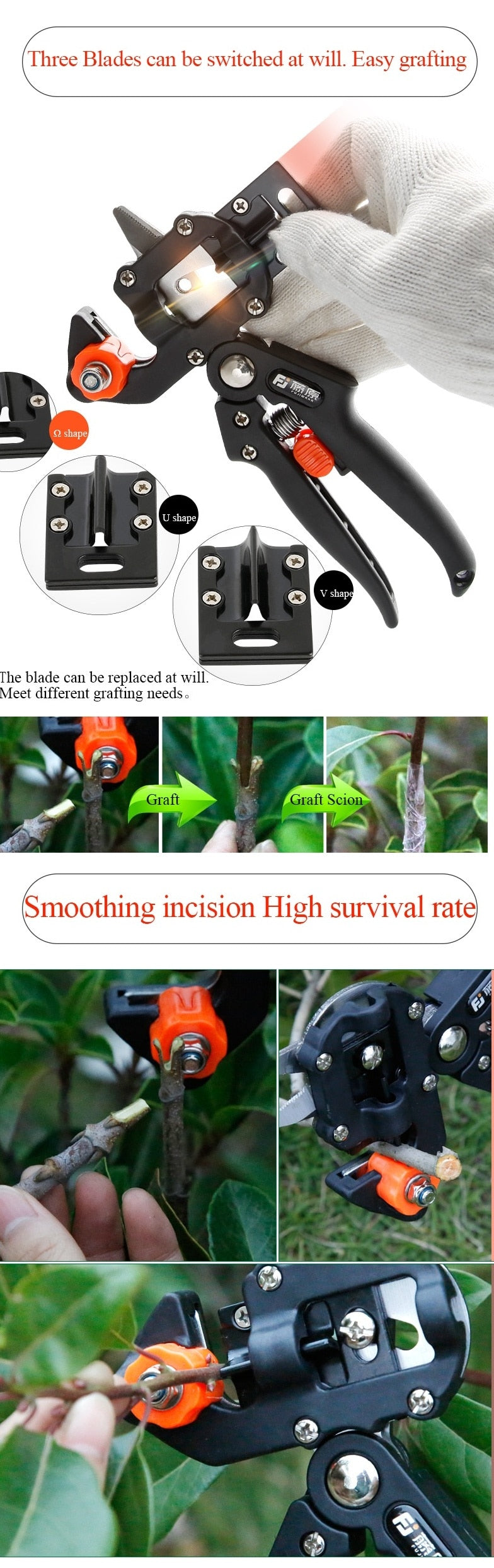 FUJIWARA Grafting Shears Scissor Fruit Tree Vaccination Multi-function Bud Cutter Gardening Tools - KiwisLove