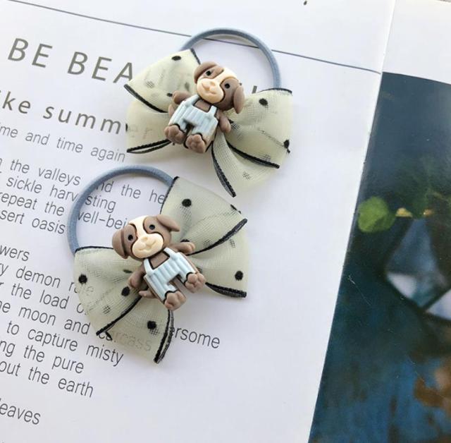 NEW Kids animal flower Ribbon hair bow elastic hair band - KiwisLove