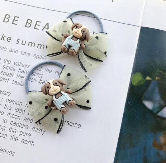 NEW Kids animal flower Ribbon hair bow elastic hair band - KiwisLove