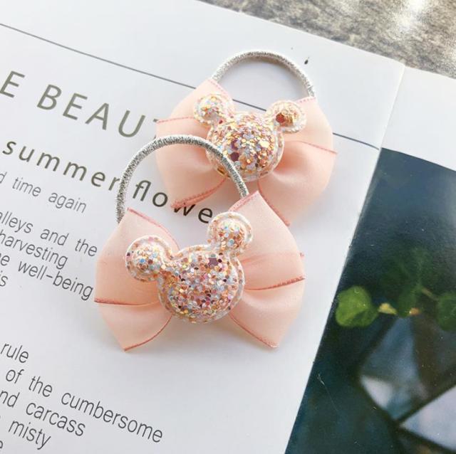 NEW Kids animal flower Ribbon hair bow elastic hair band - KiwisLove