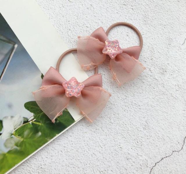 NEW Kids animal flower Ribbon hair bow elastic hair band - KiwisLove