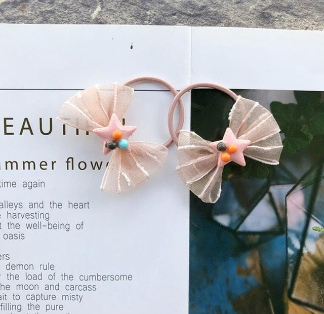 NEW Kids animal flower Ribbon hair bow elastic hair band - KiwisLove