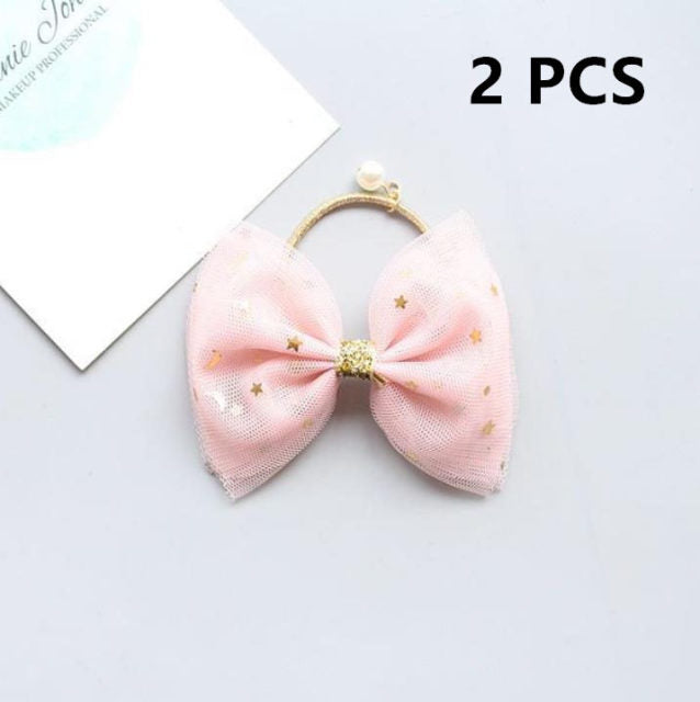 NEW Kids animal flower Ribbon hair bow elastic hair band - KiwisLove