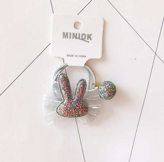 NEW Kids animal flower Ribbon hair bow elastic hair band - KiwisLove