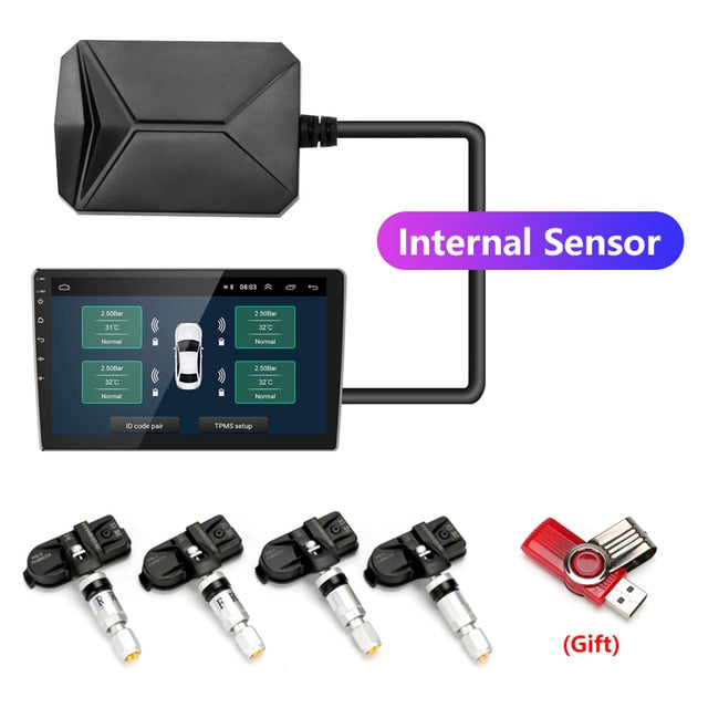 USB Android TPMS Car Tire Pressure Alarm Monitor  Temperature Warning - KiwisLove