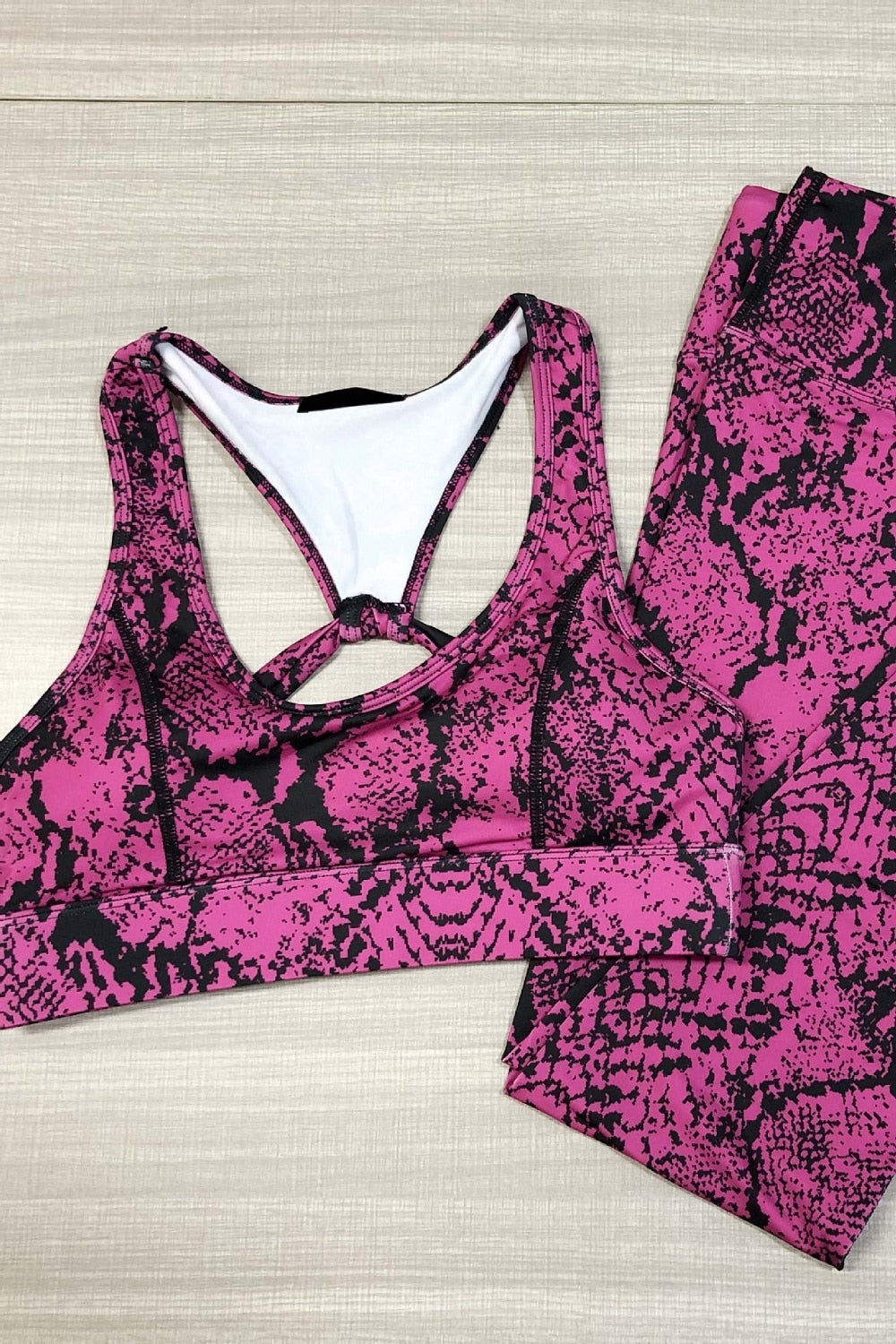Women Yoga Suit Snake Top Bras High Waist Legging Gym Outfit Running Fitness - KiwisLove