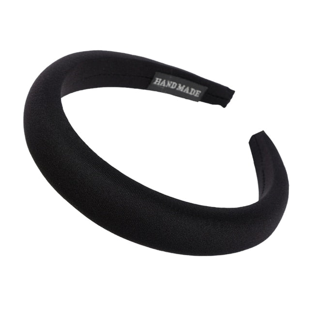 Bezel Head Silk Padded Headband for Women Solid Thick Hair Hoop - KiwisLove