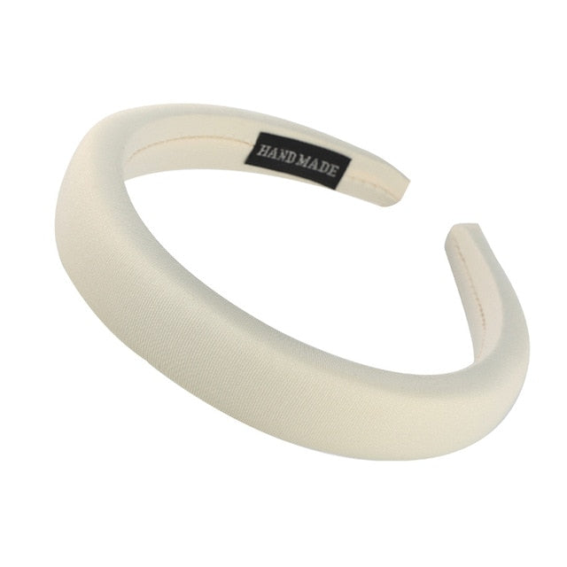 Bezel Head Silk Padded Headband for Women Solid Thick Hair Hoop - KiwisLove