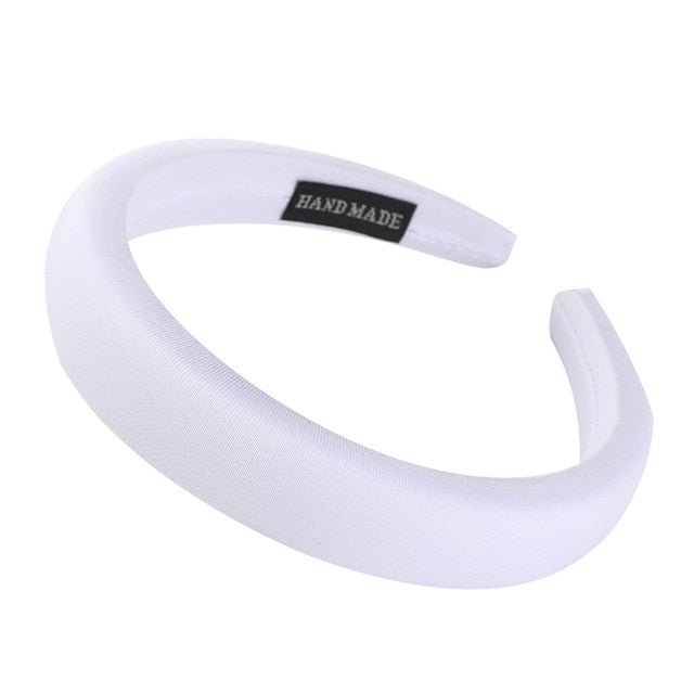 Bezel Head Silk Padded Headband for Women Solid Thick Hair Hoop - KiwisLove