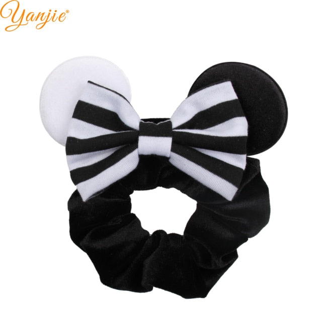 2021 New  Pretty Mouse Ears Sequins Hair Bow Women Velvet Scrunchies - KiwisLove