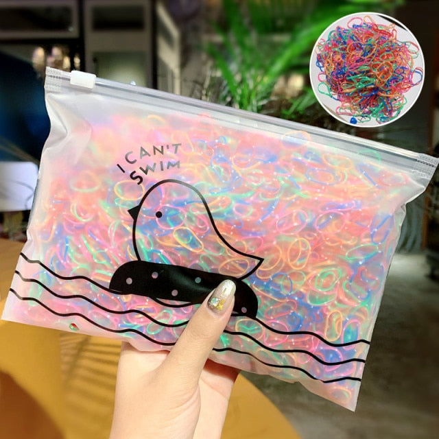 1000PCS  Girls  Ring Disposable Elastic Hair Bands Children Scrunchies Ponytail Holder - KiwisLove