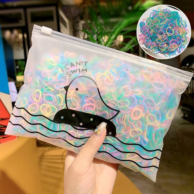 1000PCS  Girls  Ring Disposable Elastic Hair Bands Children Scrunchies Ponytail Holder - KiwisLove