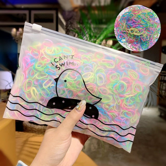 1000PCS  Girls  Ring Disposable Elastic Hair Bands Children Scrunchies Ponytail Holder - KiwisLove