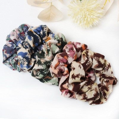 5 Pcs Hair Scrunchies Set Fashion Simple Basic Elastic Hair Bands Ponytail Holder Dot Stripe Scrunchie Hair Tie For Girl Women - KiwisLove