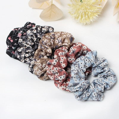 5 Pcs Hair Scrunchies Set Fashion Simple Basic Elastic Hair Bands Ponytail Holder Dot Stripe Scrunchie Hair Tie For Girl Women - KiwisLove