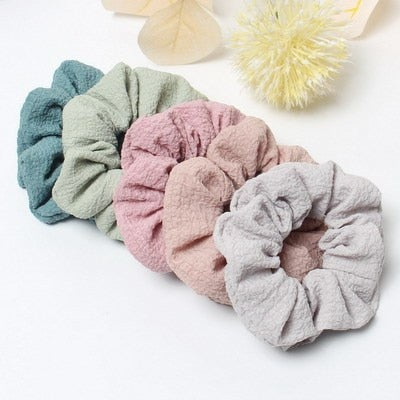 5 Pcs Hair Scrunchies Set Fashion Simple Basic Elastic Hair Bands Ponytail Holder Dot Stripe Scrunchie Hair Tie For Girl Women - KiwisLove