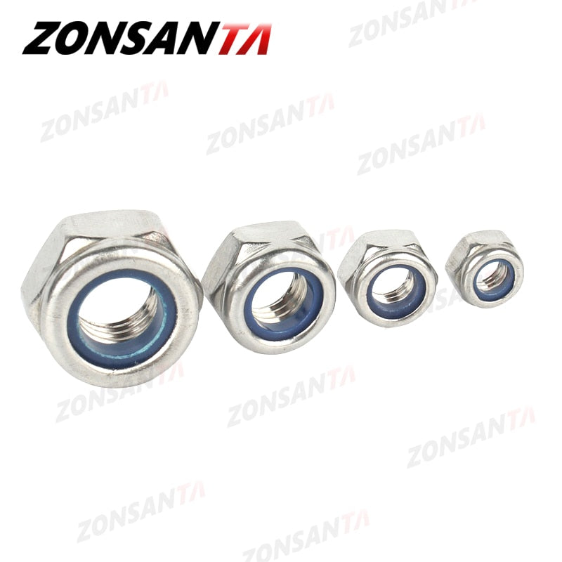 Nylon Locknut 304 Stainless Steel Hex Hexagon Lock Nut DIN985 Non slip nuts - KiwisLove