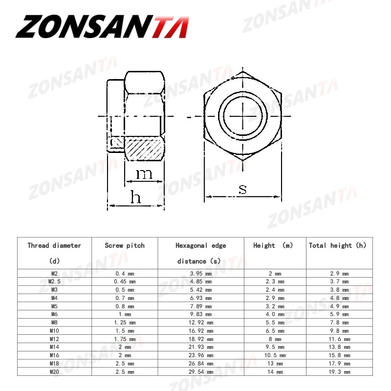 Nylon Locknut 304 Stainless Steel Hex Hexagon Lock Nut DIN985 Non slip nuts - KiwisLove