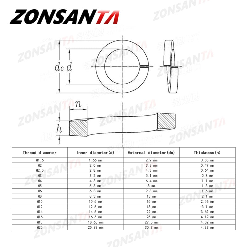 A2 304 Stainless Steel Split Spring Lock Washer locking Elastic Gasket - KiwisLove