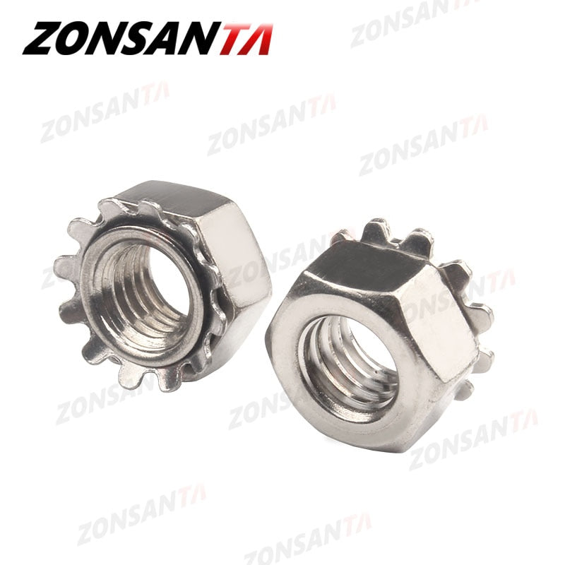 K-Lock Nut Gear 304 Stainless Steel Keps Toothed Polydentate Hex K Lock Nuts - KiwisLove
