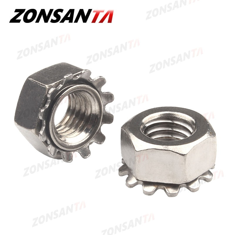 K-Lock Nut Gear 304 Stainless Steel Keps Toothed Polydentate Hex K Lock Nuts - KiwisLove