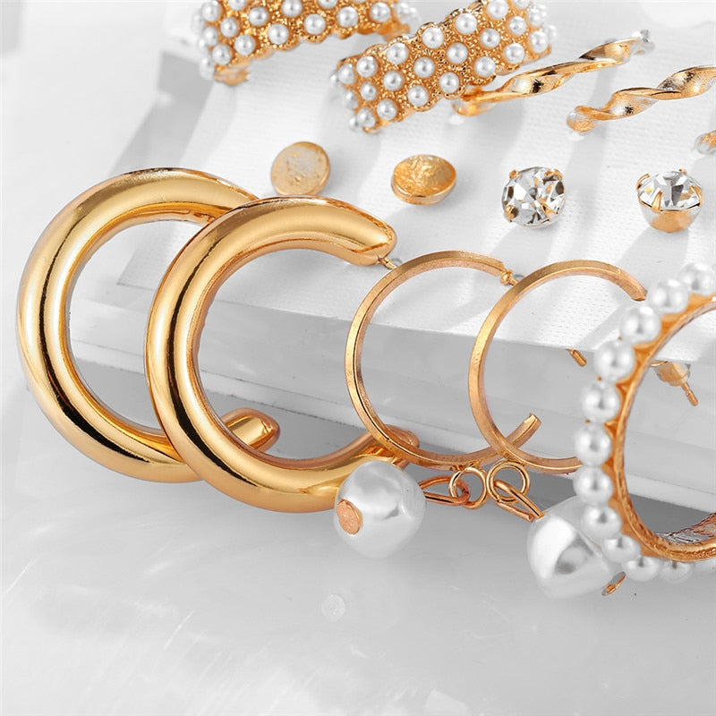 17KM Gold Metal Earrings Set For Women Geometric  2021 Trend Set - KiwisLove