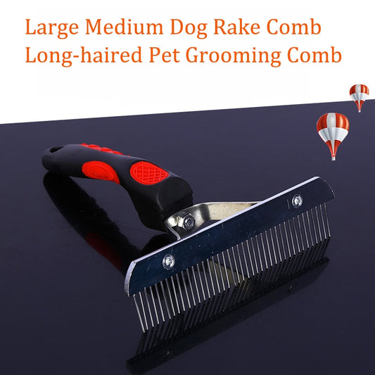 Large Medium Dog Rake Comb Long-Haired Pets Grooming Tool Stainless Steel Needle Comb For Big Dogs Golden Husky German Shepherd - KiwisLove