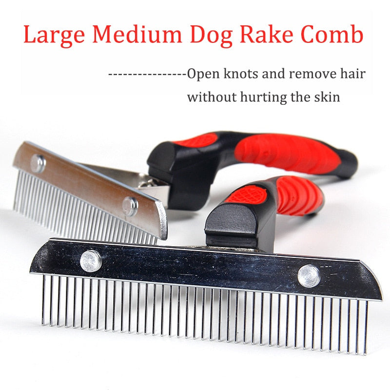 Large Medium Dog Rake Comb Long-Haired Pets Grooming Tool Stainless Steel Needle Comb For Big Dogs Golden Husky German Shepherd - KiwisLove