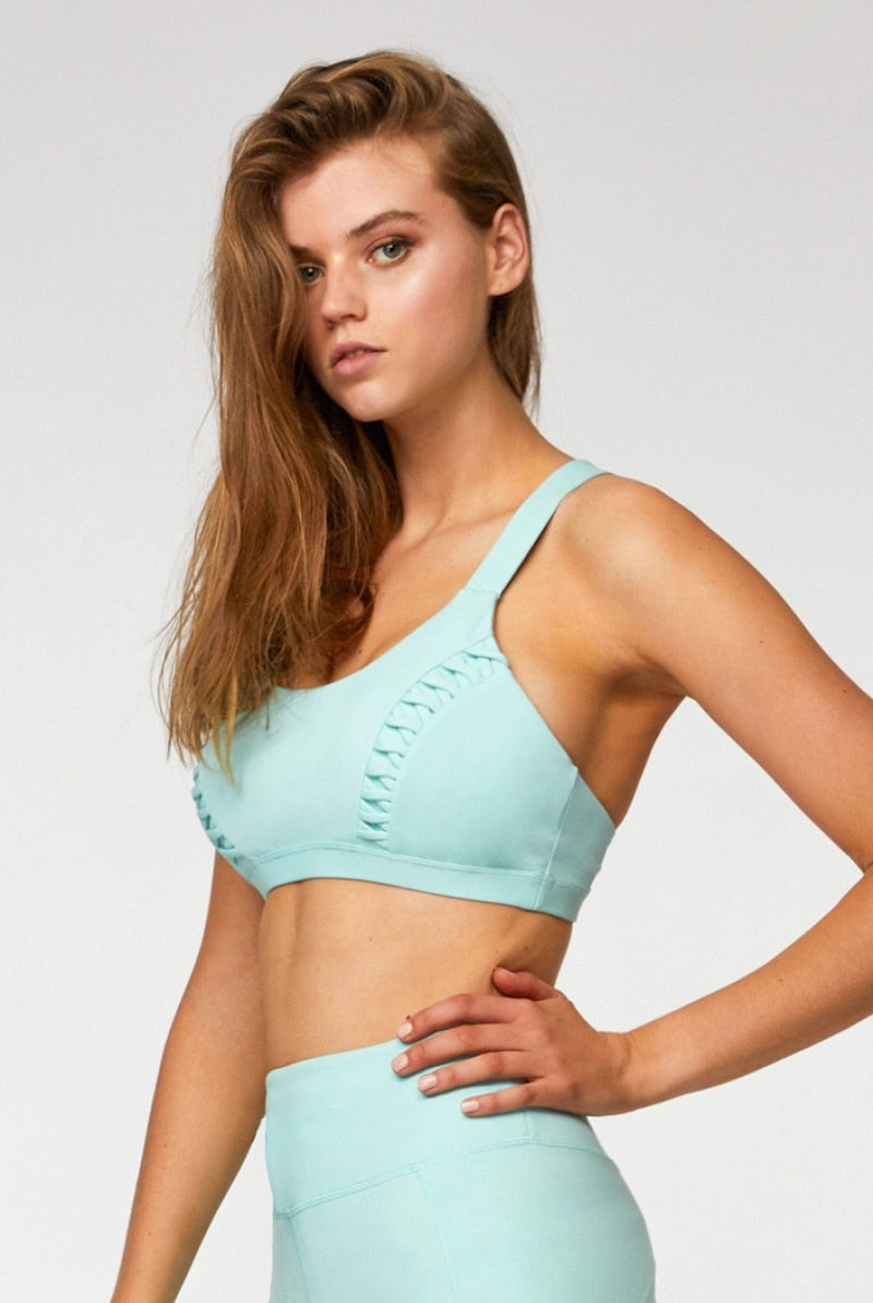 Women Yoga Suits Solid Cross Top Sports Bras High Waist Legging Gym Wear Running Outfits - KiwisLove