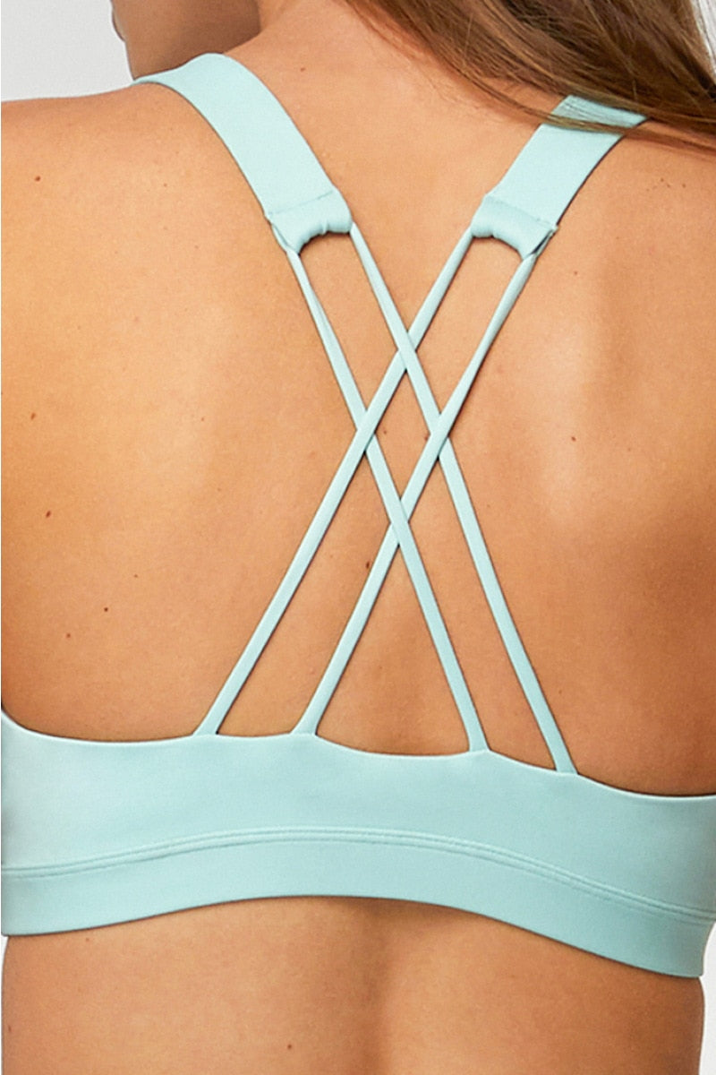 Women Yoga Suits Solid Cross Top Sports Bras High Waist Legging Gym Wear Running Outfits - KiwisLove