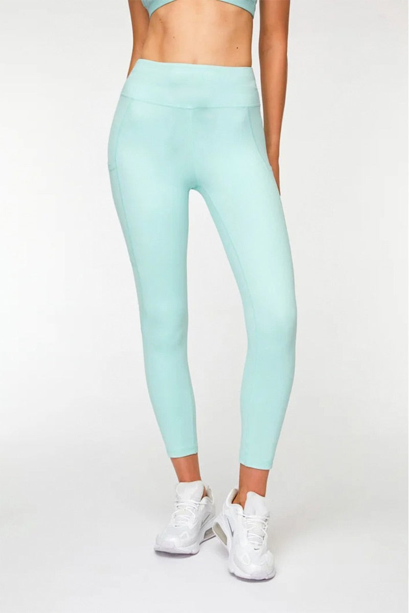 Women Yoga Suits Solid Cross Top Sports Bras High Waist Legging Gym Wear Running Outfits - KiwisLove